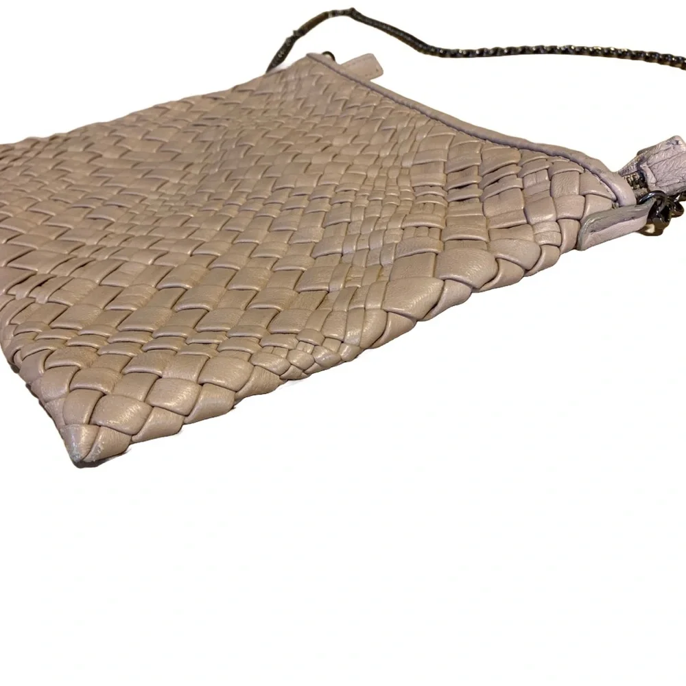 FALOR WOVEN NATURAL TAUPE LEATHER DETACHABLE CROSSBODY 